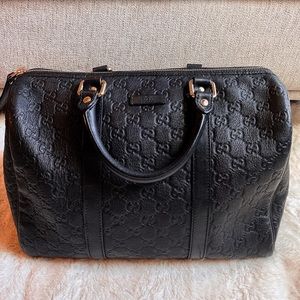Authentic Gucci: Guccissima Boston Bag 265697 Black. Size: W 12.5" H 8.5" D 7"